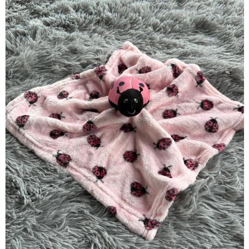 Pink & Black Sweet Little Ladybug Plush Personalized Newborn Lovie Lovey Security Blanket Baby Shower Christmas Gift Snuggie Toy
