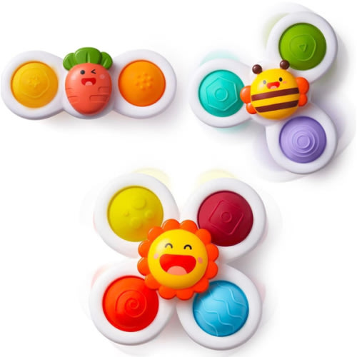 LiKee Strong Suction Cup Fidget Rotating Sensory Bath Toys for Baby