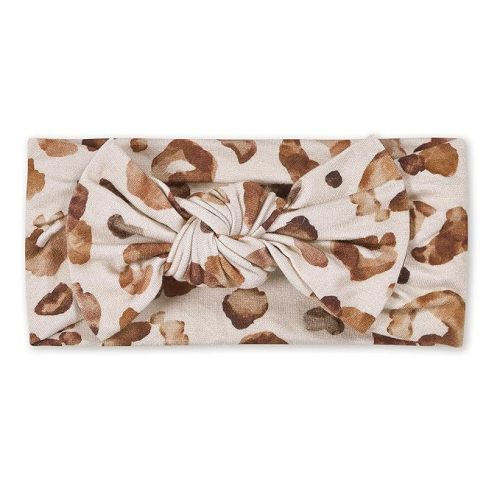 Gerber Baby Girls Buttery Soft Headband with Bow with Viscose Made from Eucalyptus, Leopard, One Size - 1 Count (Pack of 1) - Spotted Leopard