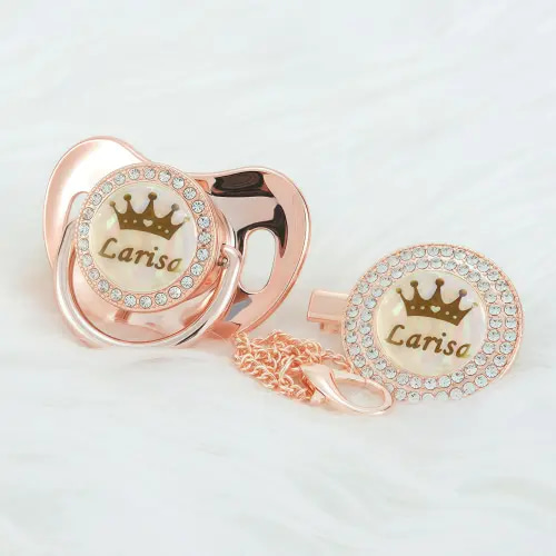 MIYOCAR Custom Gold Bling Diamond Baby Pacifier with Clip Set Personalized for Newborns and Babies Personalized Baby Bling Pacifier gold pacifier - TikTok Shop