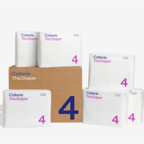 Coterie Ultra Soft Diapers, Month Supply - 150 count, Size 4