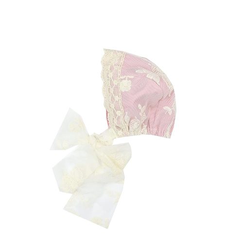 Haute Baby Rose Baby Girl Bonnet – Handmade Lace Infant Cap, Pink