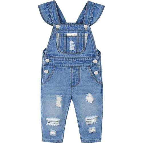 KIDSCOOL SPACE Baby Girl Boy Jean Overalls,Little Kid Bib Pocket Denim Workwear