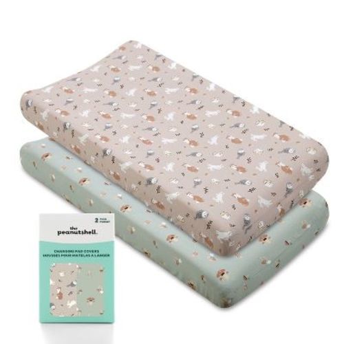 The Peanutshell Changing Pad Covers, Microfiber Sheets, Fits 32" x 16" Pads, 2 Count