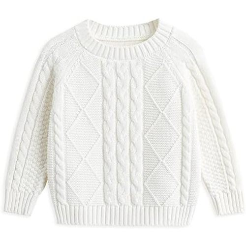 Curipeer Baby Boys' Girls' Cable Knit Sweater Long Sleeve Solid Pullover Toddler Crew Neck Fall