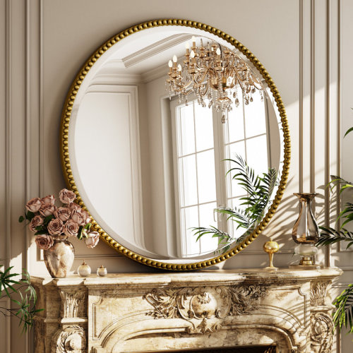 Dakota Fields Beaded Round Wall Mirror Decorative Vanity Bathroom Mirror With Resin Frame & Reviews | Wayfair