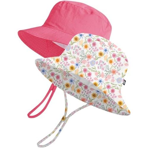 Toddler Bucket Hats UPF 50+ Baby Sun Hat Adjustable Kids Sun Protection Summer Hat Wide Brim Beach Hat for Boys Girls 0-6Y