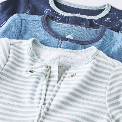 Baby Boys' 3pk Animals Cotton Sleep N' Play - Cloud Island™ Blue, Size: 0-3M
