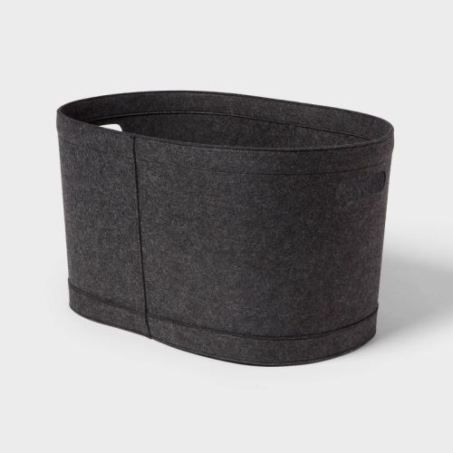 1.5bu Felt Laundry Basket Black - Brightroom™: Heavy Duty Clothes Basket, Polyester, 2 Handles, 3570 Volume