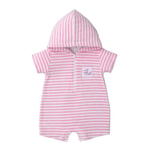 Whale Pods Pink Stripe Terry Romper