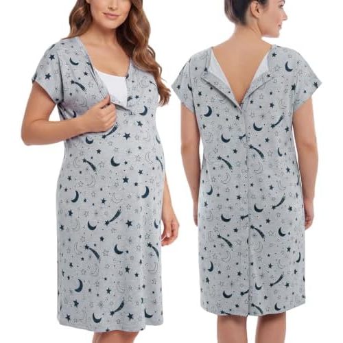 PATPAT Maternity Labor and Delivery Gown, Womens Hospital Gown with Pockets