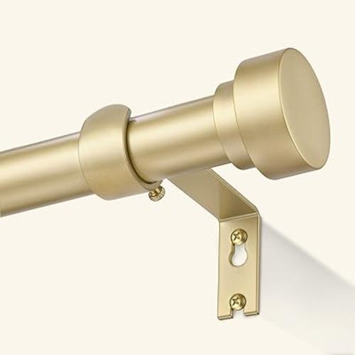 GEEBOBO Gold Curtain Rods for Windows 66 to 120 Inch, 1 Inch Adjustable Heavy Duty Decorative Window Curtain Rod, W1 (Gold, 32"-120")