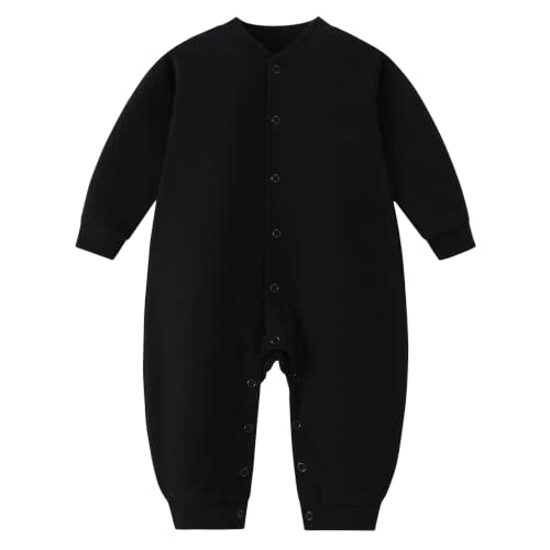 AMIYAN Unisex Baby Long Sleeve Romper Cotton Jumpsuit Outfit Bodysuit 0-24M | Infant Snap Up Jumpsuit, Baby Footless Romper, Newborn Snap Closure Bodysuits, Stand-up Crewneck, Elastic Ribbed Cuffs