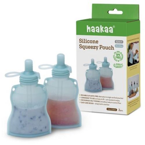 Haakaa Silicone Yummy Pouch 4.5 oz Mist Blue 2-PK