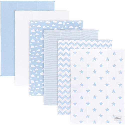 Comfy Cubs Cotton Burp Cloths - Blue Pattern – 6 Pack