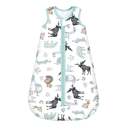 Mosebears Sleep Sack Baby Winter Wearable Blanket with 2-Way Zipper,2.5 TOG Cotton Sleep Sack Unisex (Deer, 6-12 Months)