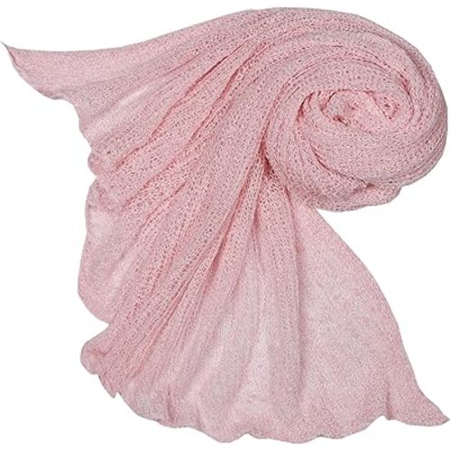 Matissa Newborn Baby Photography Prop Swaddle Cheesecloth Knit Crochet Wrap 16 Colors Available (Baby Pink)