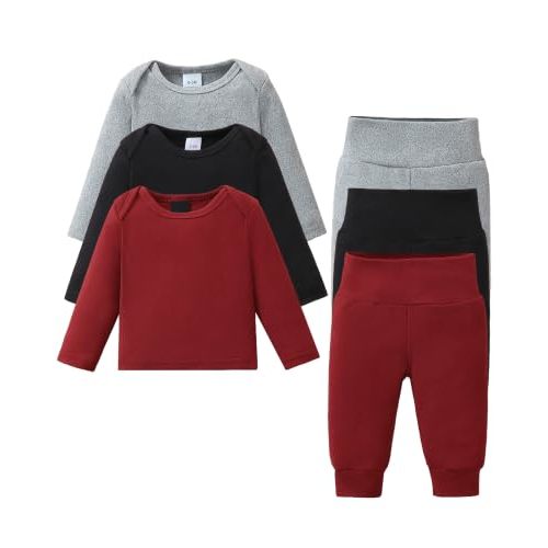 Jecson Baby Boy Clothes Baby Boy Outfits 6 Pieces Long Sleeve Sets 0-18M | This Baby Outfits Boy Soft Skin-Friendly Breathable Stretchy Warm Outfits Fall Winter Thermal Wear for 0-18M Infant Boys