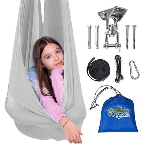 OUTREE Sensory Swing for Kids with 360° Swivel Hanger, Indoor Therapy Swing Great for Autism, ADHD, Sensory Processing Disorder, and Autistic Children