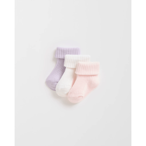 Baby Unisex 3 Pack Turnover Socks - Pink