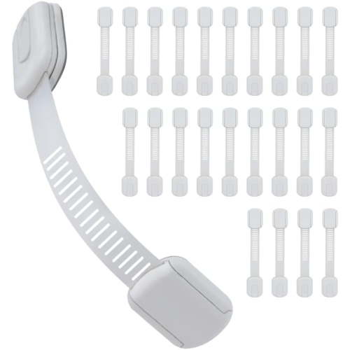 Baby Proof Me Safety Strap Locks – 24-Pack, 3M Adhesive Child Safety Latches for Cabinets, Dishwashers, Fridges, Ovens, Trash Cans, and Toilets – Stain-Free Design