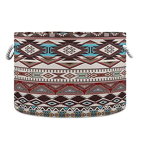 Large Storage Basket Cotton Rope Basket Aztec Navajo Pattern Baby Laundry Basket for Blankets Toys Storage Basket Laundry Hamper