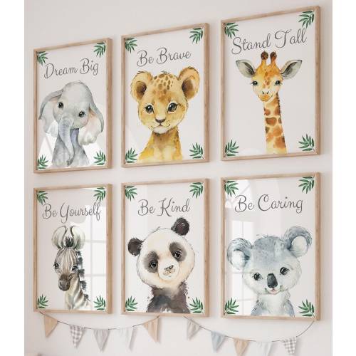 CHOOSE YOUR OWN! Safari Animals Baby Boy Girl Nursery Bedroom Unframed Poster Prints Inspiring Quotes Phrases Jungle Giraffe Elephant Lion