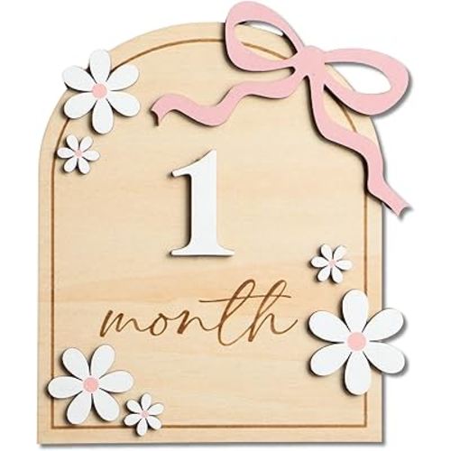 Baby Monthly Milestone Sign,1-12 Monthly Baby Milestone, Month Milestone Baby Girl, Baby Months Milestone, Newborn Photography Props Double-Sided (B14)