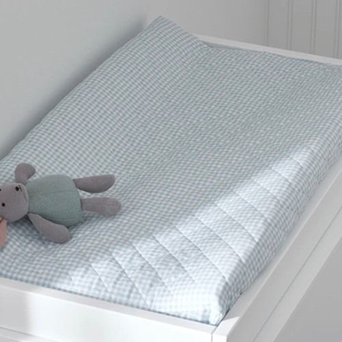 Ditsy Gingham Classic Cool Organic Cotton Percale Quilted Changing Pad Cover