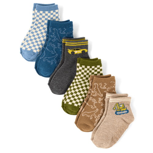 Toddler Boys Dino Midi Socks 6-Pack - Multi
