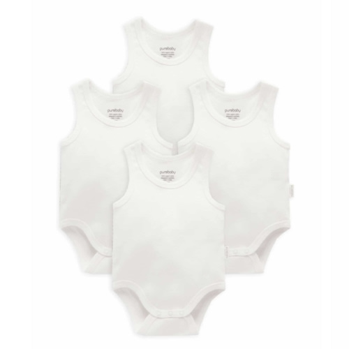 Rib Bodysuit 4 pack - White Pack - Purebaby