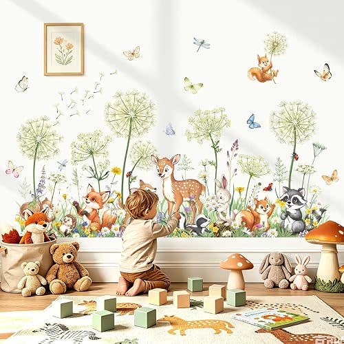 decalmile Animal Flower Dandelion Animal Deer Fox Wall Decals Stickers