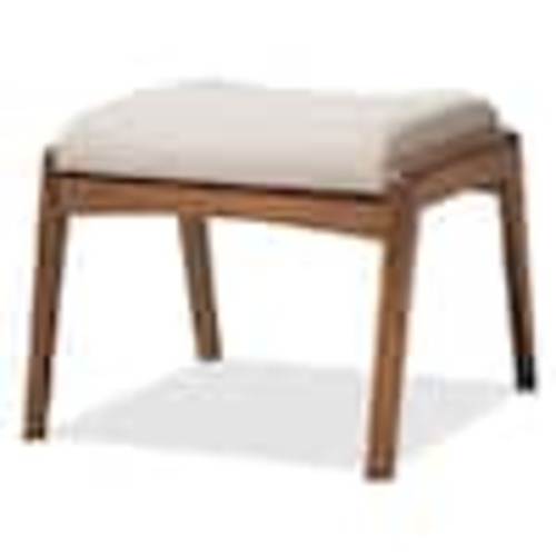 Baxton Studio Roxy Mid-Century Beige Fabric Upholstered Ottoman 28862-7143-HD