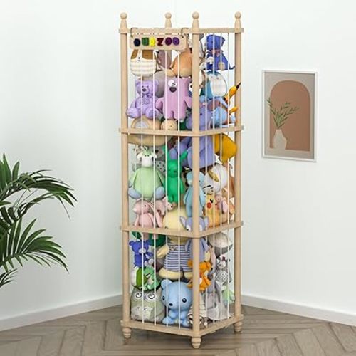Stuffed Animal Storage, Wood Stuffed Animal Zoo Storage,3D Zoo Plaque Toy Organizer, Extra Large Capacity Plush Toy Cage,Stuffed Animal Holder,Gift for Nursery Playroom Kidroom Decor