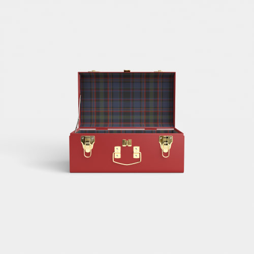 Mini Trunk - Red - PK Plaid / Embroidery
