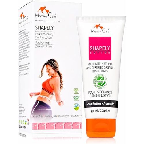 Mommy Care Shapely Post-Pregnancy Firming Lotion – Tightens Skin, Reduces Stretch Marks & Boosts Elasticity with Shea Butter & Avocado Oil, Fast-Absorbing, Vegan & Cruelty-Free, 100ml / 3.38 fl oz