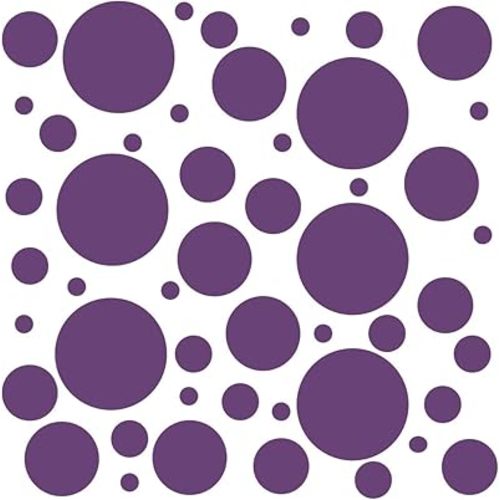 Set of 100 (Purple) Vinyl Wall Decals - Assorted Polka Dots Stickers - Removable Adhesive Safe on Smooth or Textured Walls - Round Circles - for Nursery, Kids Room, Bathroom Decor