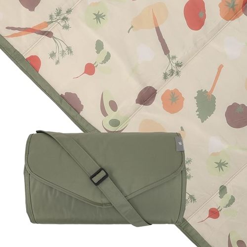 Little Unicorn 5'x7' Outdoor Family Picnic & Beach Blanket | Durable & Water-Resistant Fabric | Compact Fold & Easily Wipes Clean | Zipper Pocket (Garden Market)