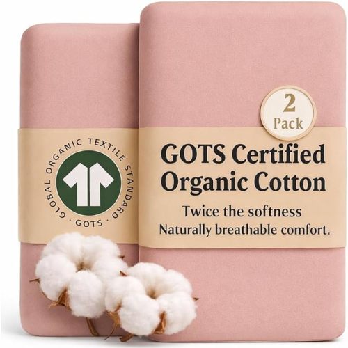 GOTS Organic Bedside Bassinet Sheets 33x20 and 35x19 Compatible with Maxi COSI Iora, Baby Delight, Ronbei, Koola Baby Bond. Premium Weight Luxury Turkish Cotton - Boy, Girl
