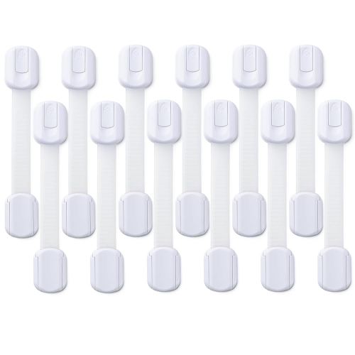Cabinet Locks Baby Proofing -(12 Pack) Child Proof Cabinet Locks,Fridge,Oven ,Toilet Seat, Kitchen,Cupboard Appliance,Child Proof Door Lock - Multi Purpose Adjustable Strap No Drill No Screws