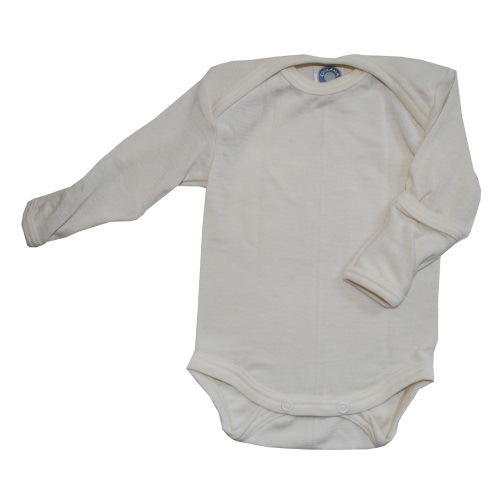 Cosilana Organic Wool/ Silk Long-Sleeved Bodysuit with Mitten Cuffs