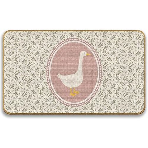 Goose Nursery Decor, Pink Floral Goose Door Mat for Inside Outside Entrance Porch, Cottagecore Flower Geese Welcome Mats for Girls Kids Room Nursery Bedroom Bathroom, 17x30 Inches