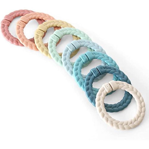 Itzy Ritzy Linking Ring Set; Set of 8 Braided, Rainbow-Colored Versatile Linking Rings; Attach to Baby's Car Seat, Stroller & Activity Gym to Keep Toys Nearby; Rainbow