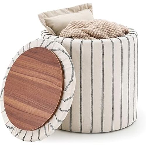 18" Mid Century Storage Ottomans with Tray Multifunctional Large Capacity