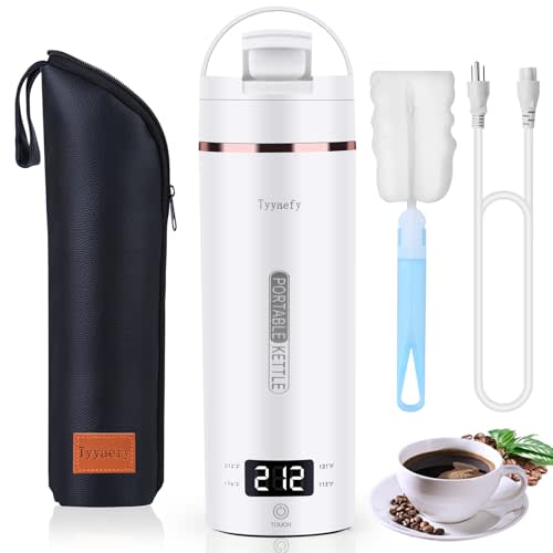 Portable Electric Kettle with Drinking Spout, Plug-in with Travel Bag, 450mL 304 Stainless Steel, 4 Preset Temp, Rapid Boiling – Home/Office/Hotel/Caravan/Dorm/Business Trip
