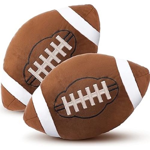HyDren 2 Pcs Football Plush Pillows - 12" Soft Fluffy Football Pillows Stuffed Footballs Throw Pillow Sports Ball Throw Pillow for Kids Boys Girls Bedroom Nursery Room Decoration Birthday Party Gift