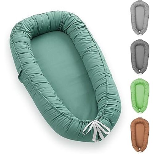 Baby Lounger for Newborn, Baby Lounger for 0-24 Months, Breathable and 100% Cotton Baby Nest Co Sleeper for Baby in Bed, Adjustable Portable Infant Lounger Baby Floor Seat for Home and Travel