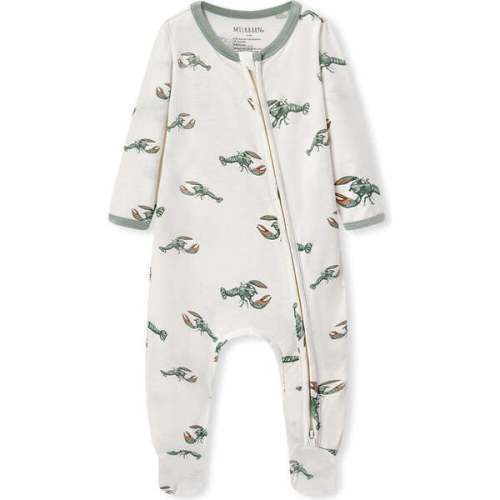 Mint Lobster Luxe Stretch Zipper Footed Romper - Milkbarn Kids | Maisonette