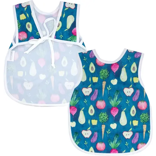 BapronBaby Organic Produce Bapron - No Neck Tie Safer Bib for Baby& Toddler - Soft Waterproof Stain Resistant - Machine Washable - Sz Baby/Toddler 6m-3T