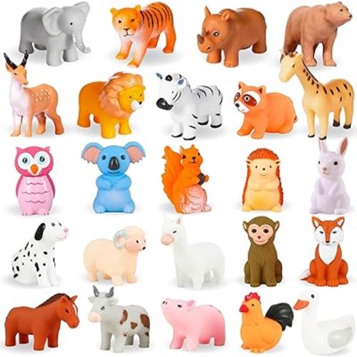 XY-WQ No-Hole Bath Toys, Ultimate Animal Friends, 24-Piece Set